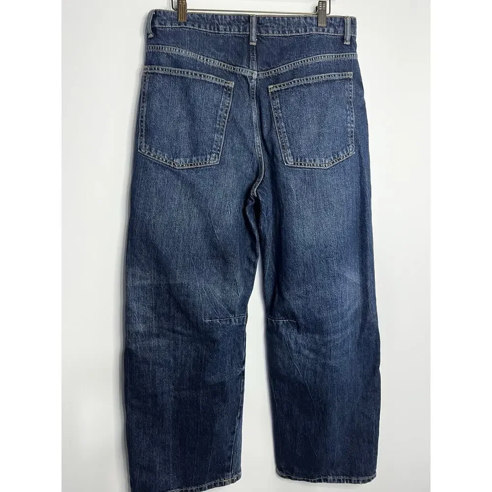 Zara Barrel Jeans dark wash Size 10 Waist 32 inches, inseam 26 inches - Picture 6 of 7